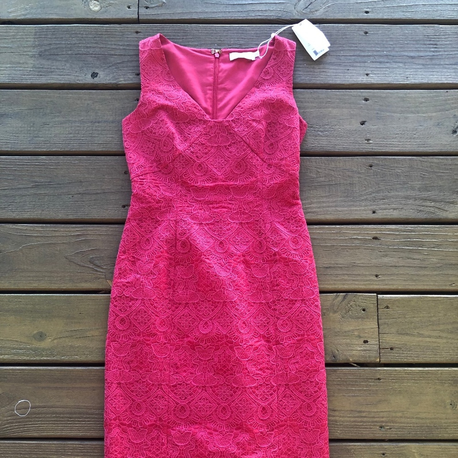 Nwt Tory Burch Red Lace Knee Length Shift Cameron Dress
